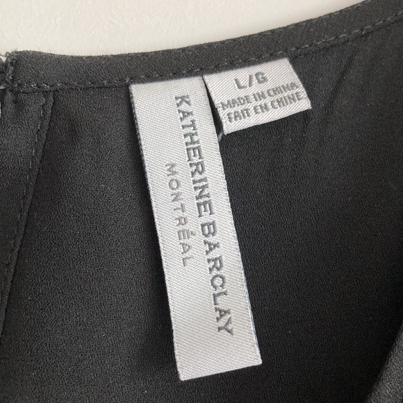 MELANIE LYNE, KATHERINE BARCLAY MONTRAEL | black batwing tiered top, size large - Picture 3 of 7